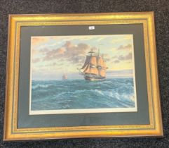 John Russell Chancellor Limited edition print 67/450 of a Merchant Navy ship [87x104cm]