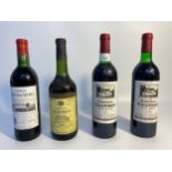 Four bottles of French wine dated 1970 and 1979; Chateau Mayne-Vieil, Cordier Chateau Meyney and