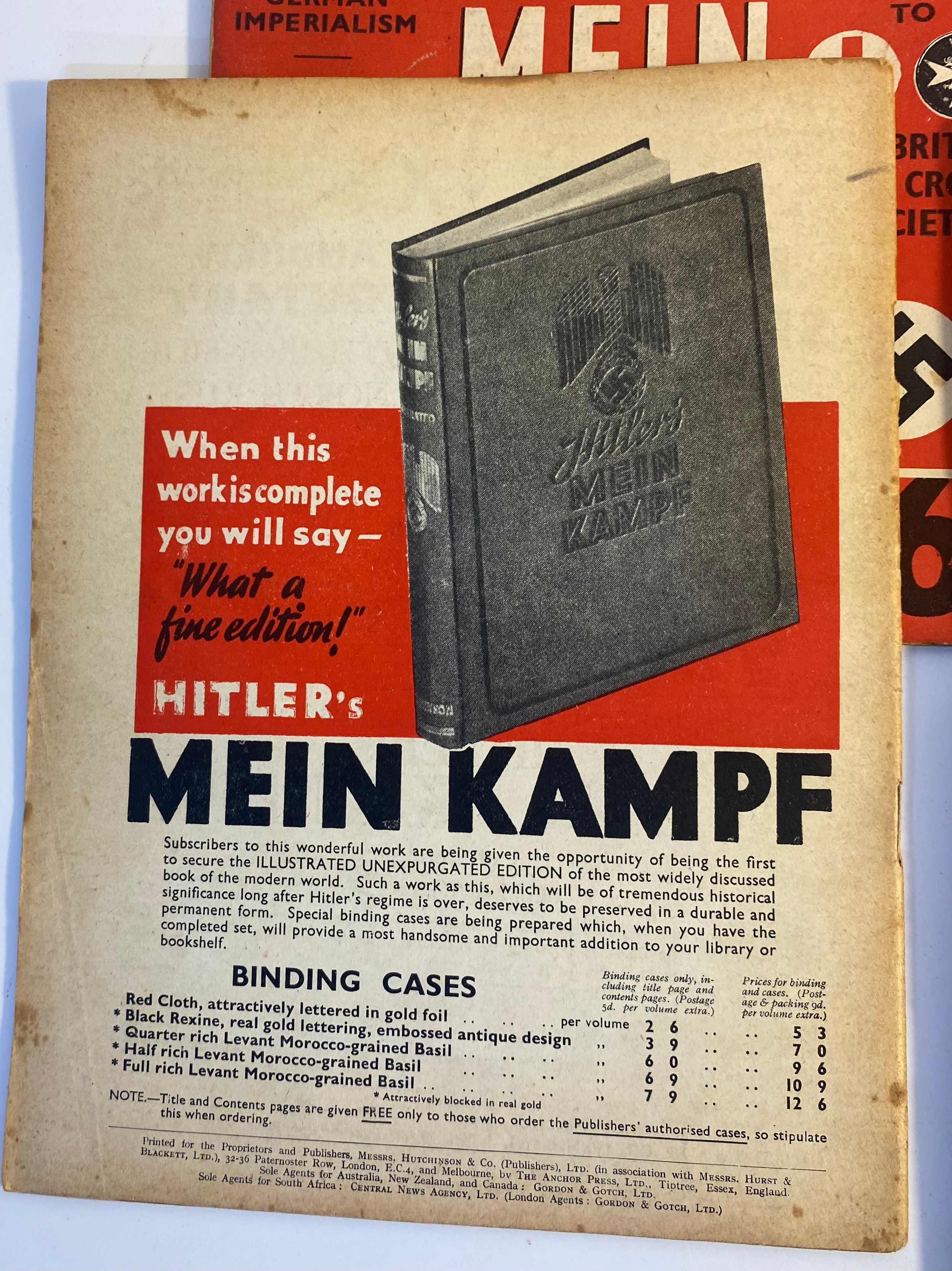 A Full set of 18 weekly magazines of Hitler's Mein Kampf. Published 1939 by Hutchinson & Co London - Bild 7 aus 7