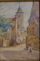 Watercolour ''Culross'', signed and within a gold frame. [Frame 36x31cm]