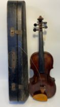 An antique violin possibly by John Barratt London circa 1740 in fitted case [60cm]