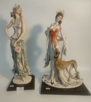 2 Florence Giuseppe Armani lady figurine's; limited edition lady with whippet dog figure