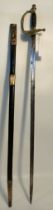 Antique military officers dress sword with scabbard. [96cm length]