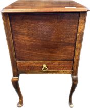 19th Century mahogany sewing box with plush interior raised on cabriole legs [55x34x34cm]
