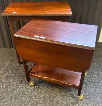 Mahogany tea trolley, together with a table