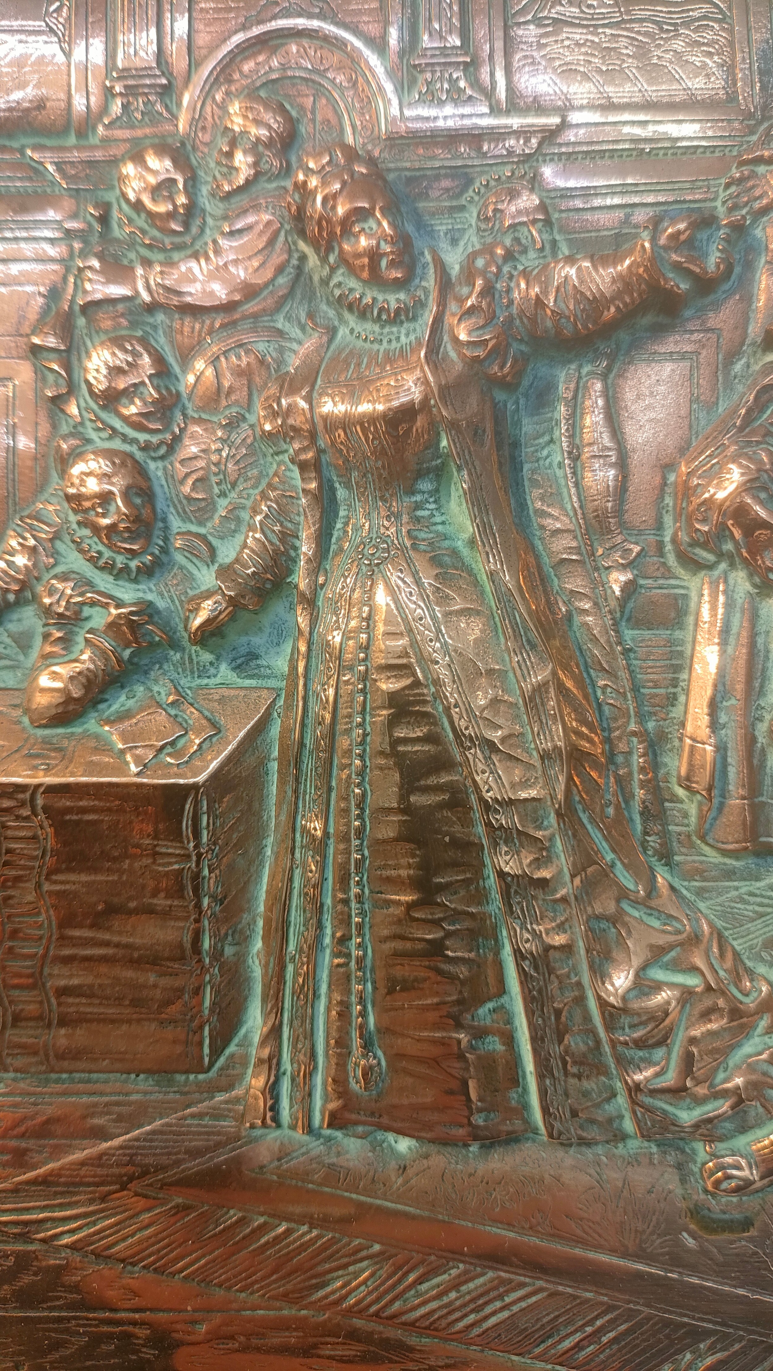 19th century copper relief of Queen Mary of Scots & swordsman set in blackened frame [34.5x45cm] - Bild 2 aus 5