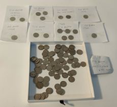 British coins; six pences dating from 1933-1967