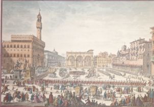Giuseppe Zocchi Coloured print ''View of the Palazzo Vecchio in Florence'' [Frame 73x93cm]