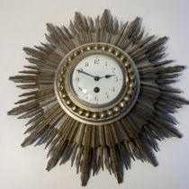 19th century French Sun burst wall clock with enamel face by Japy Freres [45x45cm]