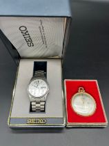 Vintage Seiko 5 Automatic watch with box and manual, together with a vintage Oris Anti- Shock pocket