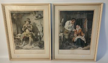 A pair of 20th century coloured engravings titled; ' The Onconvanience of the single life' & 'A Raal