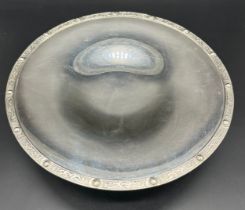 London silver comport dish with Celtic design border. Produced by Mappin & Webb. Dated 1932. [