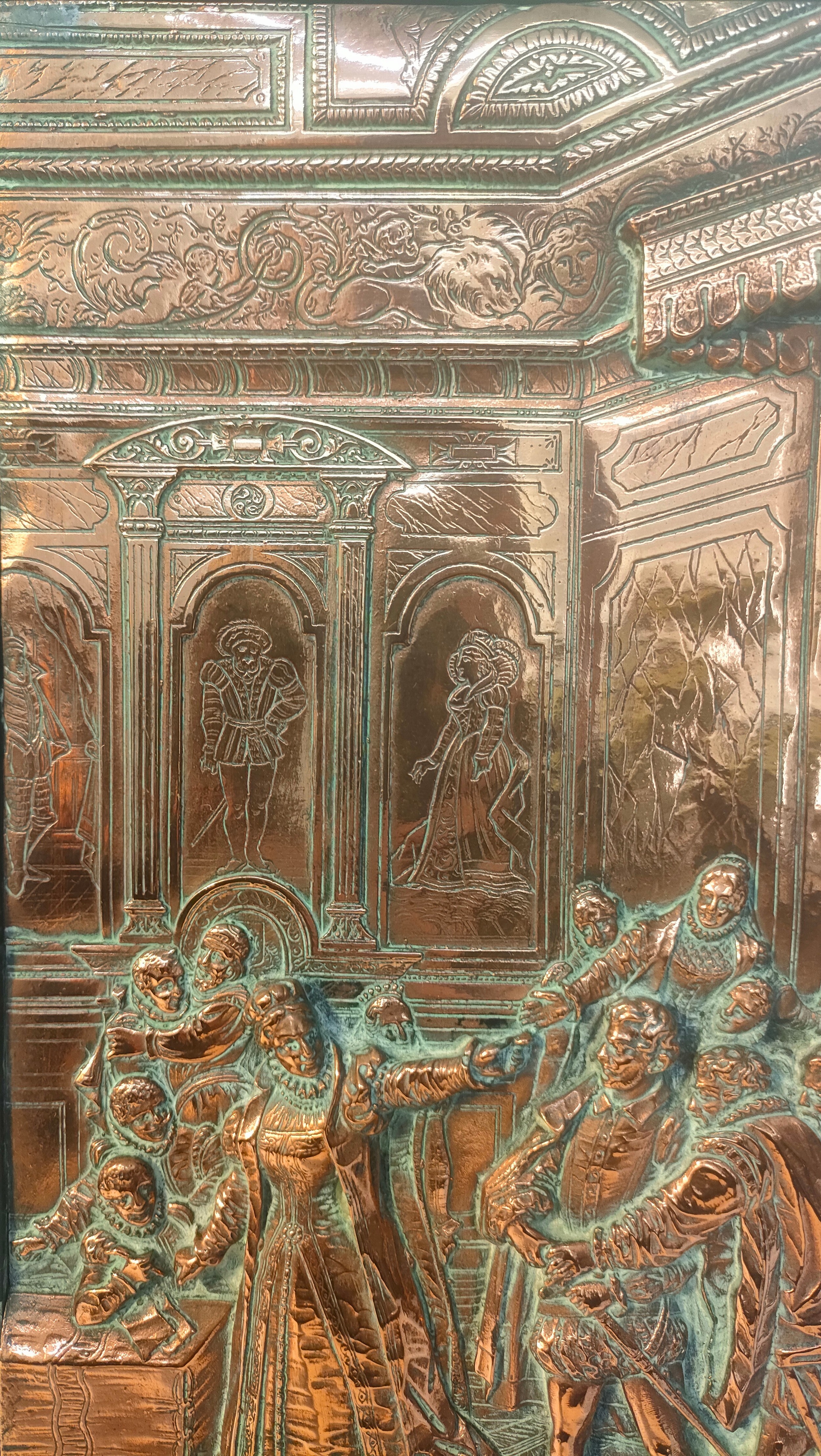19th century copper relief of Queen Mary of Scots & swordsman set in blackened frame [34.5x45cm] - Bild 3 aus 5