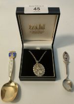 A Silver hall marked London St Christopher pendant maker Georg Jensen along with 2 Silver hall