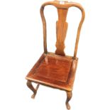 Rosewood chair, the shaped back with central splat, raised on cabriole legs ending in paw feet