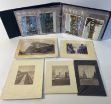 Vntage post card album [mainly Scottish] together with cigarette cards & antique photograph's of