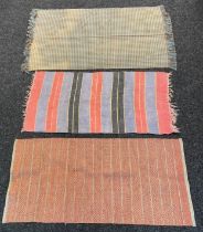 Three vintage rugs to include Pier 1 Imports handwoven rug