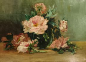 Oil on canvas ''still life of flowers'', unsigned. [58x73cm]