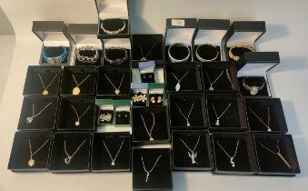 Large collection of new boxed jewellery; bangles, chains & pendants