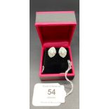 A Pair of silver CZ & Opal central panelled stud earrings