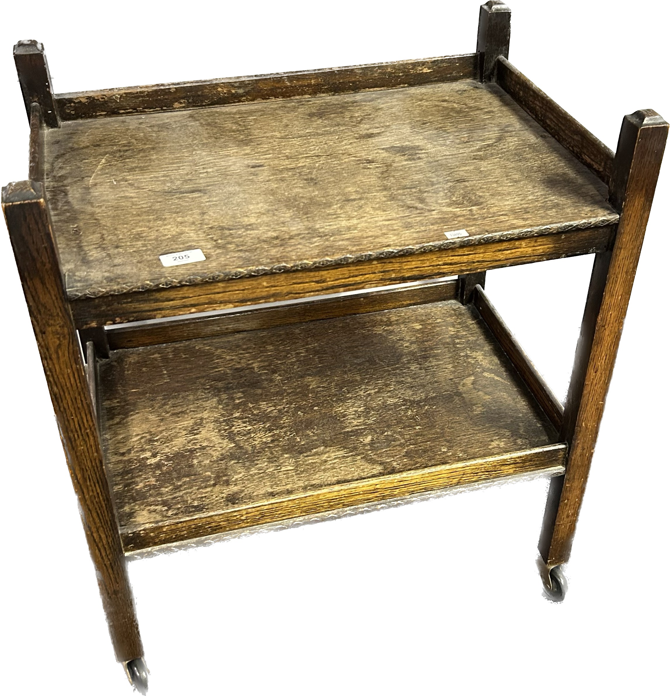 Oak two tier trolley table [70x61x40cm] - Image 2 of 2