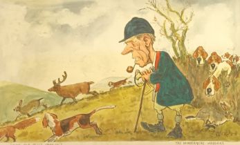 John W Wilkinson (Wilk) (1906-1994) A pair of watercolour cartoons ''Wat The Hell's Garn On?'' dated