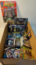 Box of Doctor Who toys & accessories