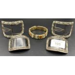 Art deco style belt buckles along with mosaic Italian set bracelet