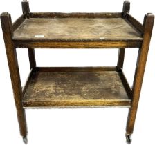 Oak two tier trolley table [70x61x40cm]