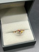 9ct yellow gold and enamel masonic ring. [Ring size O] [1.23Grams]