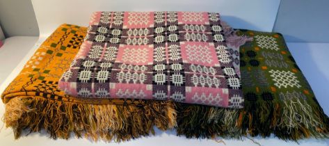 Three vintage vibrant Aztec throws