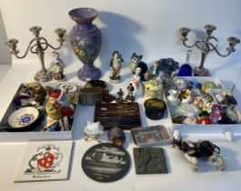 Royal Doulton figure jack, Beswick cat figure, vintage money bank & Victorian hand painted art glass