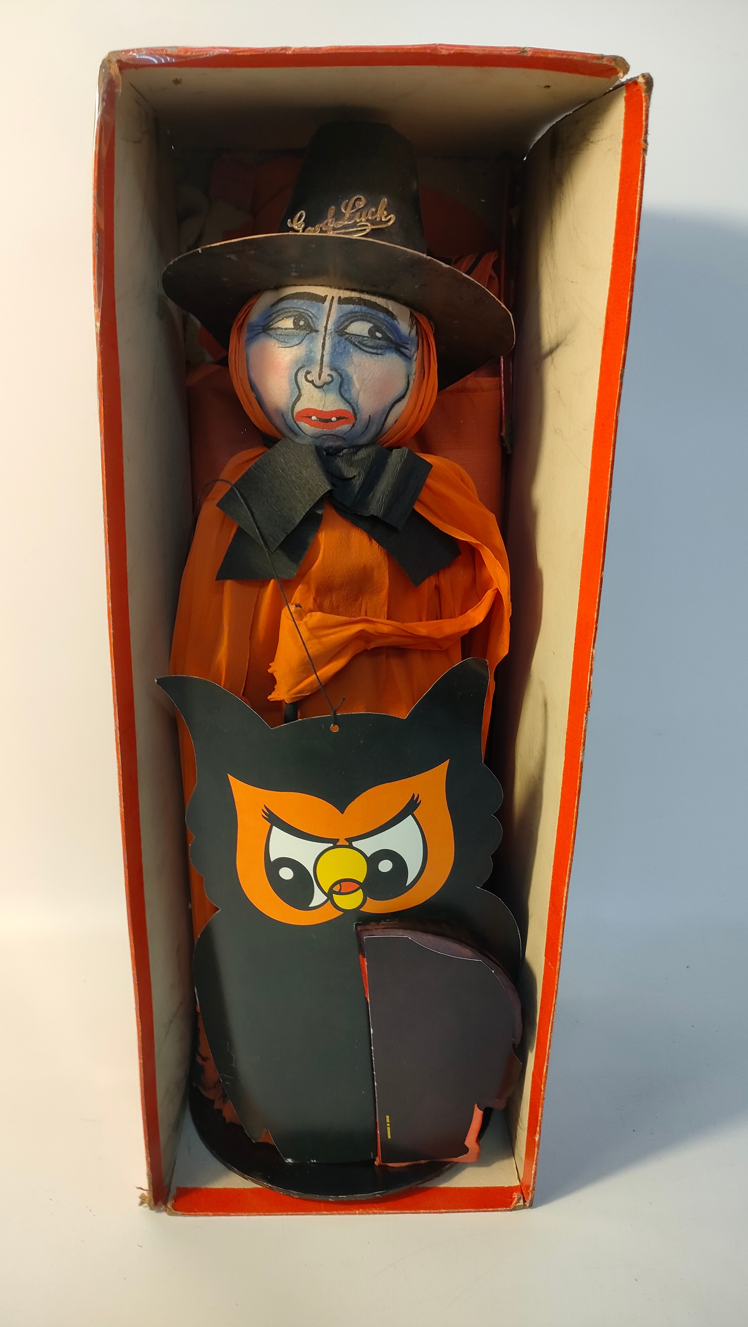 Halloween vintage paper mache figure with display box - Image 5 of 5