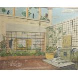 Vintage oil on canvas garden scene, unsigned. [Frame 51x61cm]