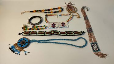 A collection of African tribal beaded work jewellery