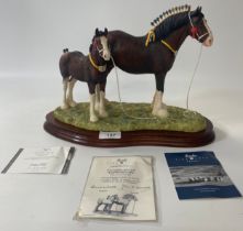 Limited edition Border Fine Arts Champions Mare & Foal figure on fitted plinth with certificates [