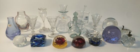 Collection of crystal & glass ware; Scottish John deacon paperweight, Holme guard decanter &