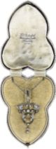 Victorian 9ct yellow and white gold shield shape pendant with terminal, 13 diamonds, round old