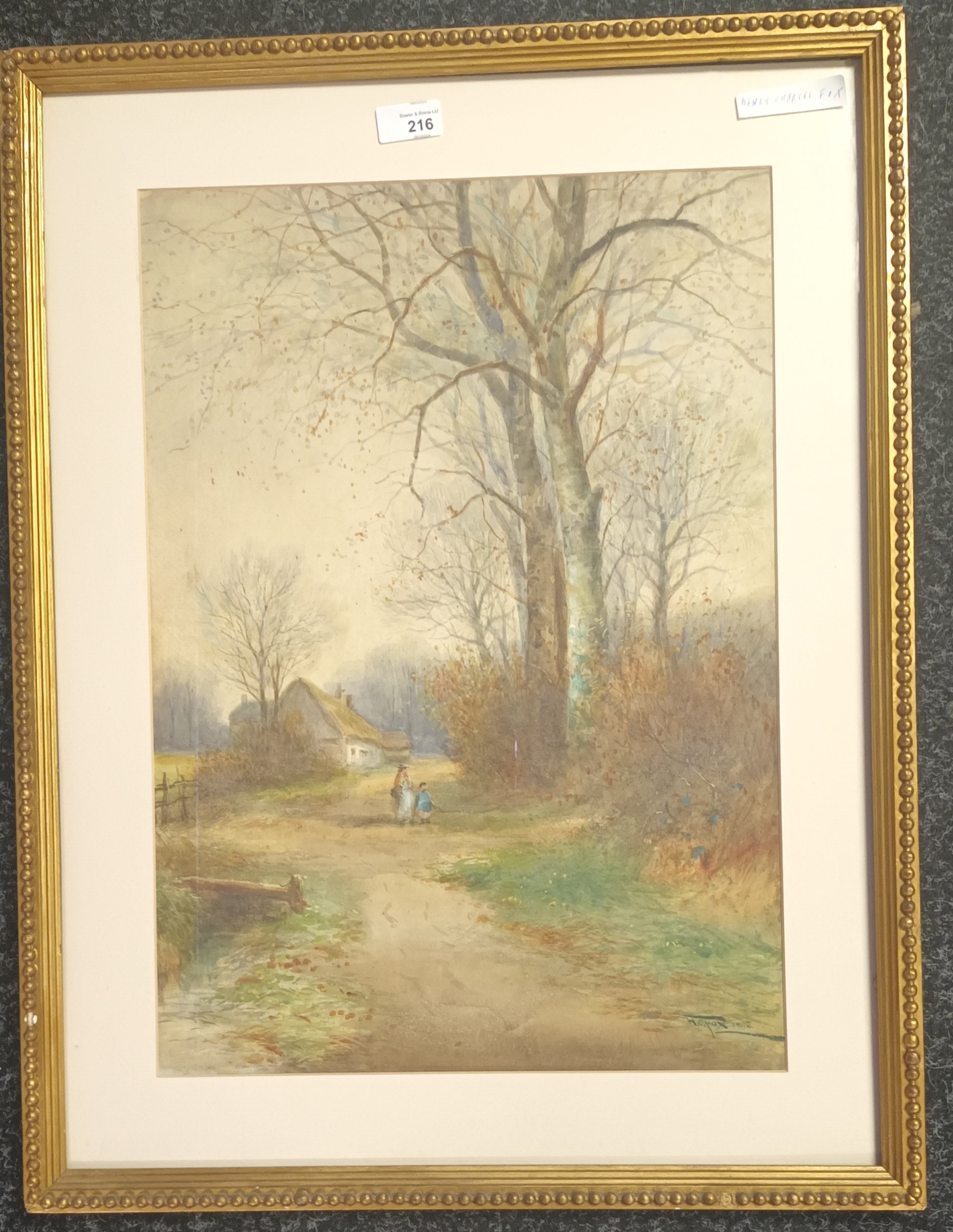 Henry Charles Fox (1855-1929) Watercolour 'country pathway', signed and dated 1898. [Frame 70x53cm] - Image 2 of 4