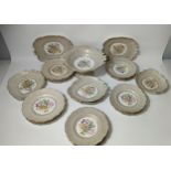 French Victorian porcelain flower pattern dinner ware includes centre piece tazza