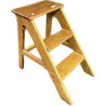 Arts and crafts oak three step ladder [52x33x56cm]