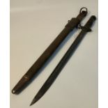 World war two home guard bayonet with fitted leather frog & American belt attachment