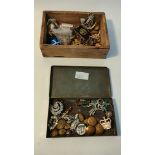 A large collection of military badges & buttons together with a selection jewellery & badges