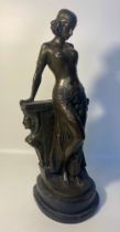 Art Nouveau Bronze Sculpture of an Egyptian Belly Dancer supported on a marble plinth, signed