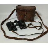 Set of Carl Zeiss binoculars with leather case possibly world war one