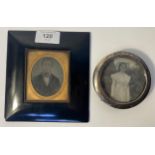 19th Century portrait of a gentleman set in frame along with a small silver hallmarked circle