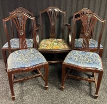 19th Century mahogany chairs, the shield back with pierced back, raised on square tapered legs.