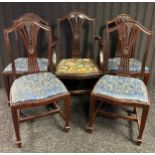 19th Century mahogany chairs, the shield back with pierced back, raised on square tapered legs.