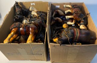 Two boxes of vintage shire horse figures