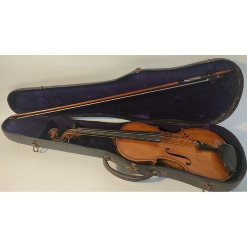 Antique Violin with bow in fitted hard case [60cm] - Bild 2 aus 10